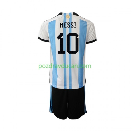 Nogometni Dresovi Argentina Messi 10 Dječji Domaći dres World Cup 2022 Kratkih Rukava