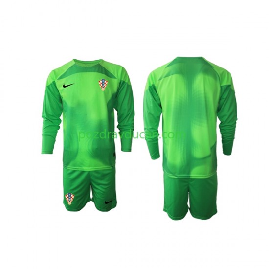 Nogometni Dresovi Hrvatska Vratar Dječji Gostujući dres World Cup 2022 Dugi Rukav