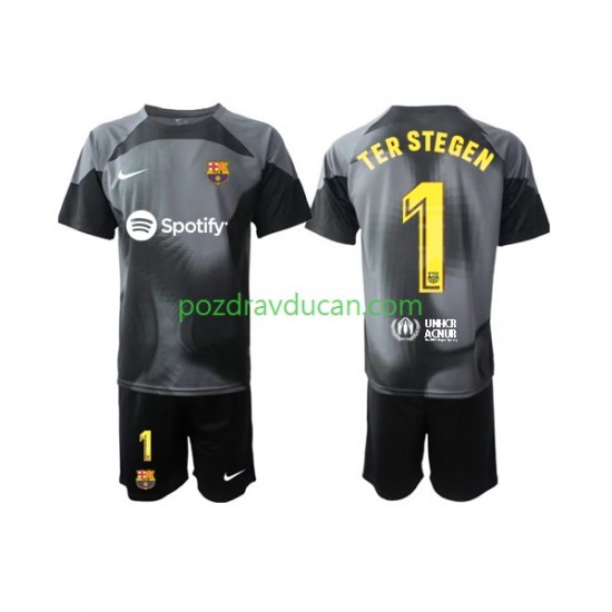 Nogometni Dresovi FC Barcelona Ter Stegen 1 Vratar Dječji Gostujući dres 2022-2023 Kratkih Rukava
