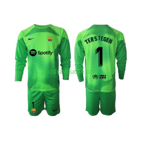 Nogometni Dresovi FC Barcelona Ter Stegen 1 Vratar Dječji Domaći dres 2022-2023 Dugi Rukav