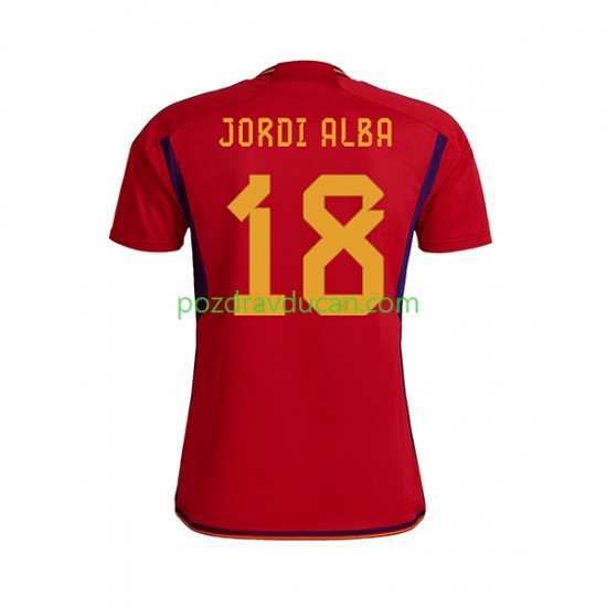 Nogometni Dresovi Španjolska JORDI ALBA 18 Muški Domaći dres World Cup 2022 Kratkih Rukava