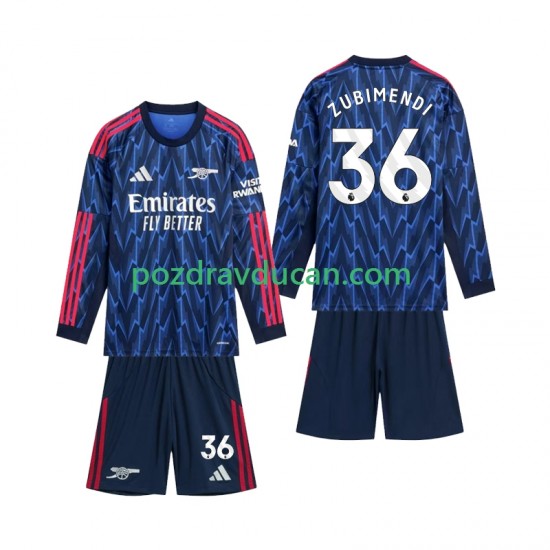 Nogometni Dresovi Arsenal Zubimendi 36 Dječji Gostujući dres 2025-2026 Dugi Rukav