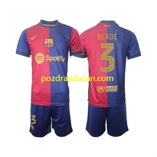 Nogometni Dresovi FC Barcelona UCL Font Blade 3 Dječji Domaći dres 2024-2025 Kratkih Rukava