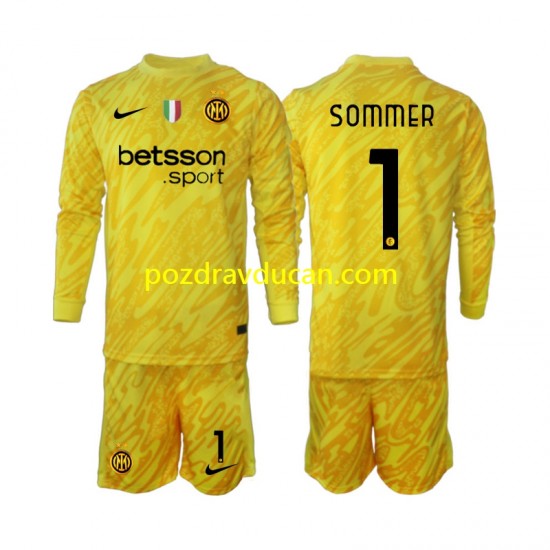Nogometni Dresovi Inter Milan Yann Sommer 1 Vratar Dječji Gostujući dres 2024-2025 Dugi Rukav