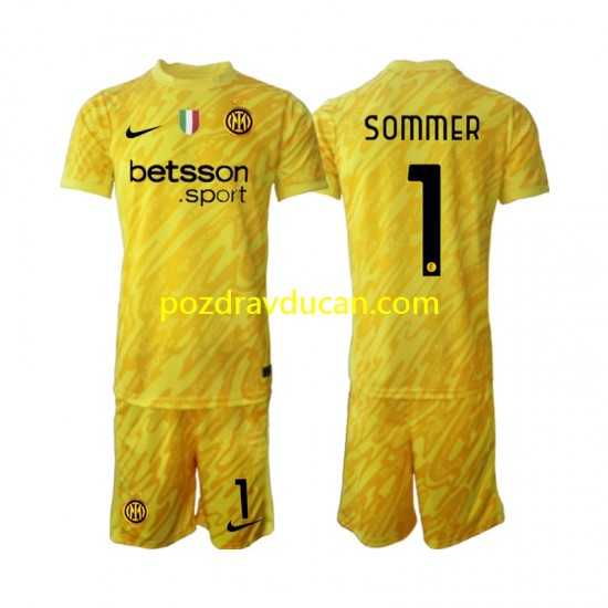 Nogometni Dresovi Inter Milan Yann Sommer 1 Vratar Dječji Gostujući dres 2024-2025 Kratkih Rukava