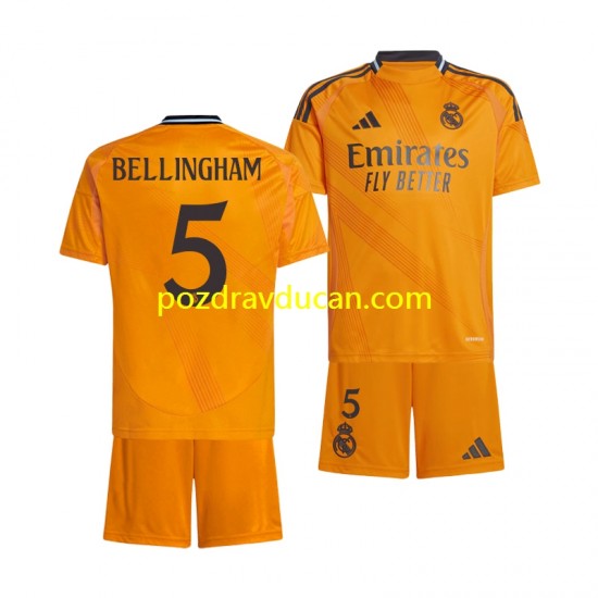 Nogometni Dresovi Real Madrid BELLINGHAM 5 Dječji Gostujući dres 2024-2025 Kratkih Rukava