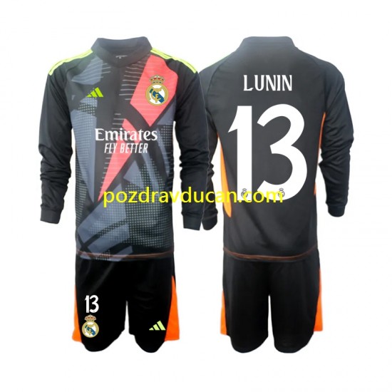 Nogometni Dresovi Real Madrid Andriy Lunin 13 Vratar Dječji Gostujući dres 2024-2025 Dugi Rukav