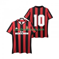 Nogometni Dresovi AC Milan 10 1988 1989 Retro Muški Domaći dres Kratkih Rukava
