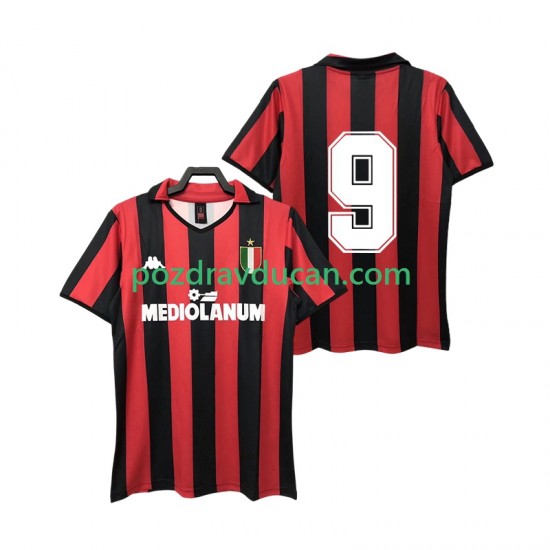 Nogometni Dresovi AC Milan 9 1988 1989 Retro Muški Domaći dres Kratkih Rukava