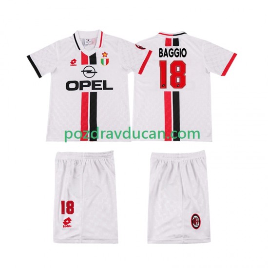Nogometni Dresovi AC Milan BAGGIO 18 1996 1997 Retro Dječji Gostujući dres Kratkih Rukava