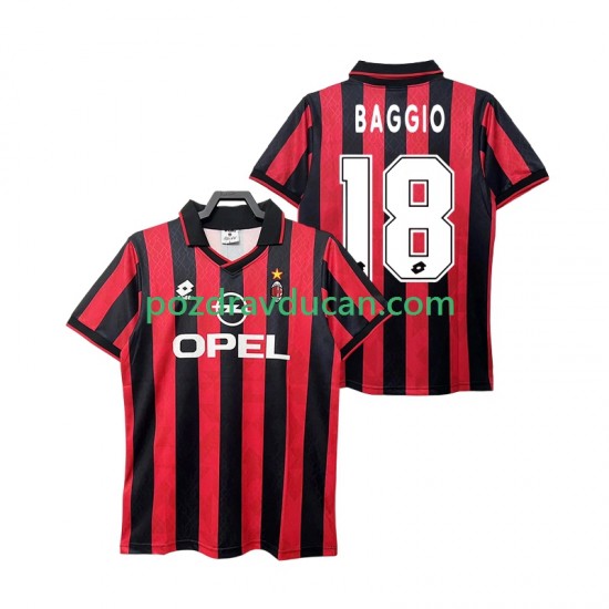 Nogometni Dresovi AC Milan BAGGIO 18 1995 1996 Retro Muški Domaći dres Kratkih Rukava