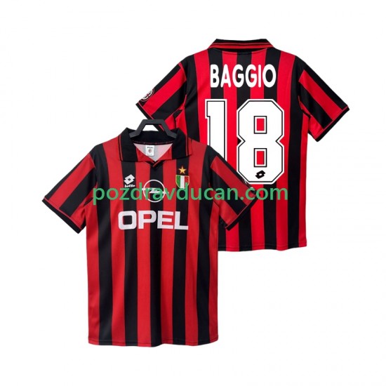 Nogometni Dresovi AC Milan BAGGIO 18 1996 1997 Retro Muški Domaći dres Kratkih Rukava