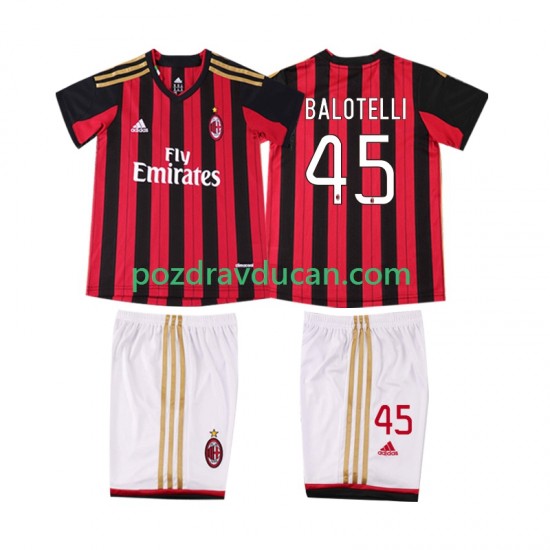 Nogometni Dresovi AC Milan BALOTELL 45 2013 2014 Retro Dječji Domaći dres Kratkih Rukava