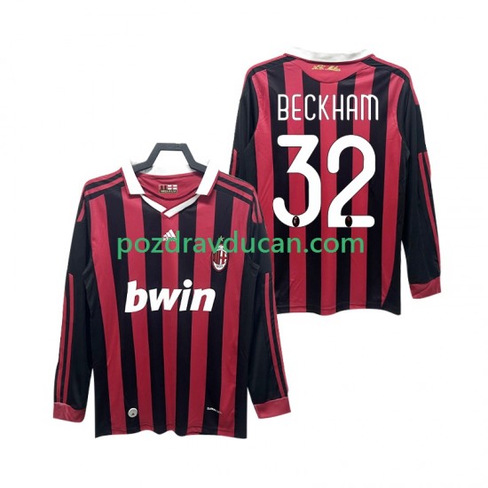 Nogometni Dresovi AC Milan BECKHAM 32 2009 Retro Muški Domaći dres 2010 Dugi Rukav