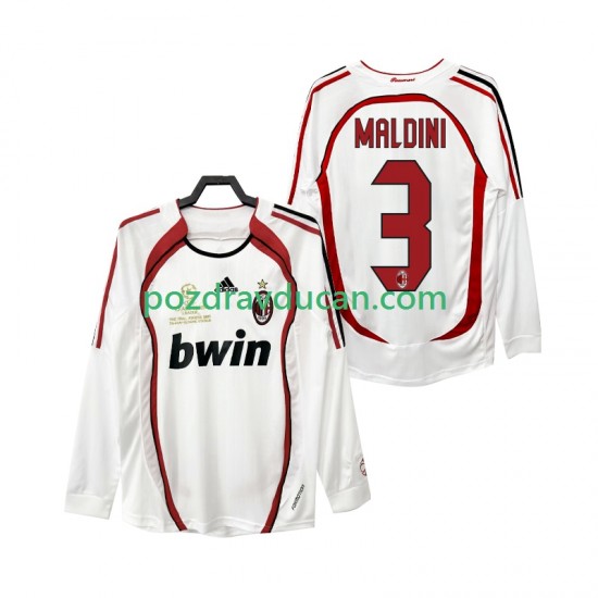 Nogometni Dresovi AC Milan MALDINI 3 2007 Retro Muški Gostujući dres 2006 Dugi Rukav