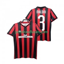 Nogometni Dresovi AC Milan MALDINI 3 1990 1991 Retro Muški Domaći dres Kratkih Rukava