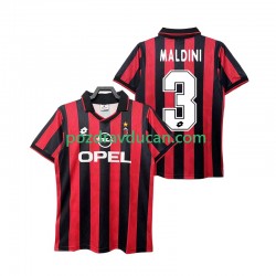 Nogometni Dresovi AC Milan MALDINI 3 1995 1996 Retro Muški Domaći dres Kratkih Rukava