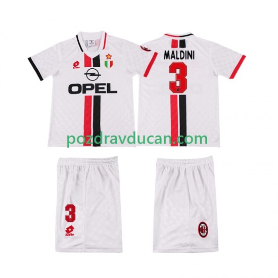 Nogometni Dresovi AC Milan MALDINI 3 1996 1997 Retro Dječji Gostujući dres Kratkih Rukava