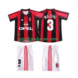 Nogometni Dresovi AC Milan MALDINI 3 Retro Dječji Domaći dres 1998 1999 Kratkih Rukava