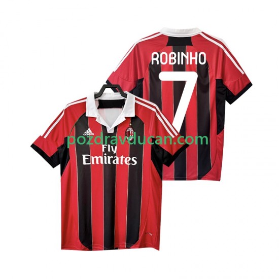 Nogometni Dresovi AC Milan ROBINHO 7 2012 2013 Retro Muški Domaći dres Kratkih Rukava