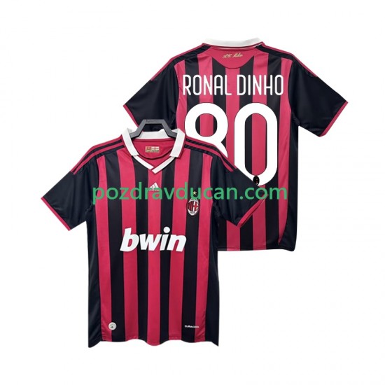 Nogometni Dresovi AC Milan RONALDINHO 80 2009 Retro Muški Domaći dres 2010 Kratkih Rukava