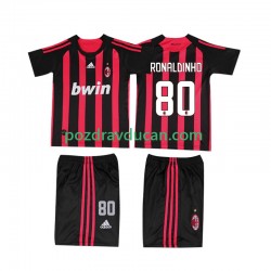 Nogometni Dresovi AC Milan RONALDINHO 80 2009 Retro Dječji Domaći dres 2008 Kratkih Rukava