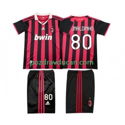 Nogometni Dresovi AC Milan RONALDINHO 80 2009 Retro Dječji Domaći dres 2010 Kratkih Rukava