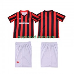 Nogometni Dresovi AC Milan 1990 1991 Retro Dječji Domaći dres Kratkih Rukava