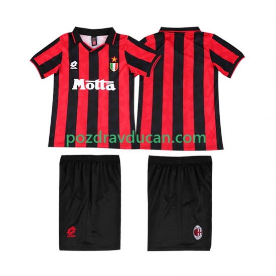Nogometni Dresovi AC Milan 1993 Retro Dječji Domaći dres 1994 Kratkih Rukava