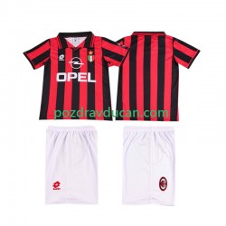 Nogometni Dresovi AC Milan 1996 1997 Retro Dječji Domaći dres Kratkih Rukava