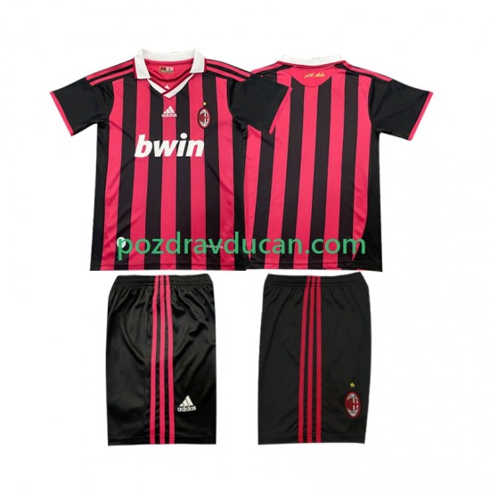 Nogometni Dresovi AC Milan 2009 Retro Dječji Domaći dres 2010 Kratkih Rukava