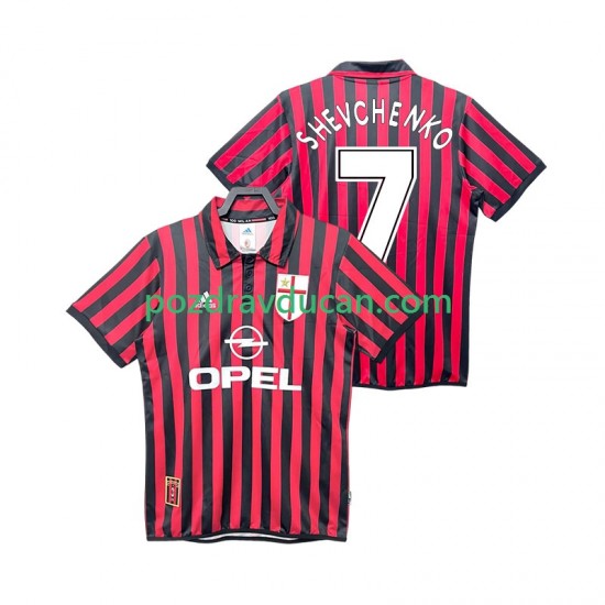 Nogometni Dresovi AC Milan SHEVCHENKO 7 2000 Retro Muški Domaći dres 1999 Kratkih Rukava
