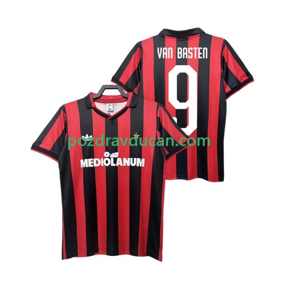 Nogometni Dresovi AC Milan VAN BASTEN 9 1990 1991 Retro Muški Domaći dres Kratkih Rukava
