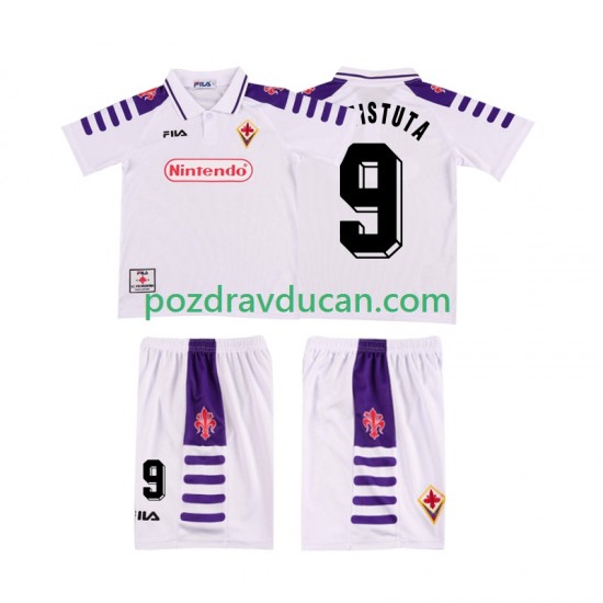 Nogometni Dresovi ACF Fiorentina BASTUTA 9 Retro Dječji Gostujući dres 1998 1999 Kratkih Rukava