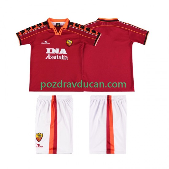 Nogometni Dresovi Roma Retro Dječji Domaći dres 1998 1999 Kratkih Rukava