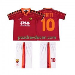 Nogometni Dresovi Roma TOTTI 10 Retro Dječji Domaći dres 1998 1999 Kratkih Rukava
