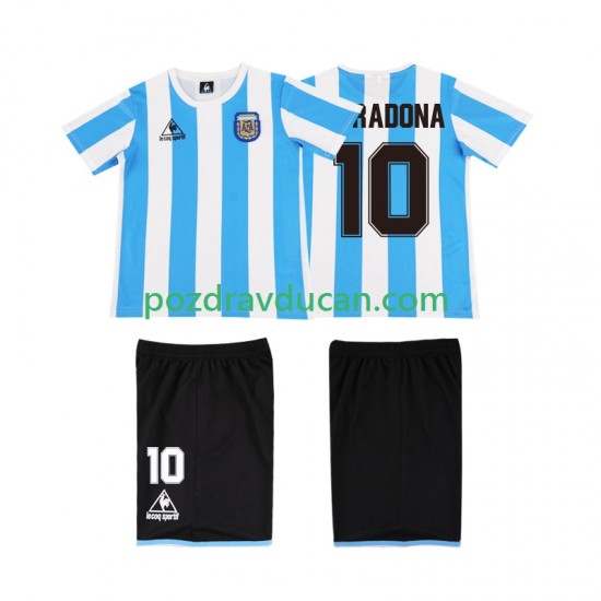 Nogometni Dresovi Argentina MARADONA 10 1986 Retro Dječji Domaći dres Kratkih Rukava