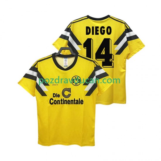 Nogometni Dresovi Borussia Dortmund DIEGO 14 DFB-POKAL 1989 Retro Muški Domaći dres Kratkih Rukava
