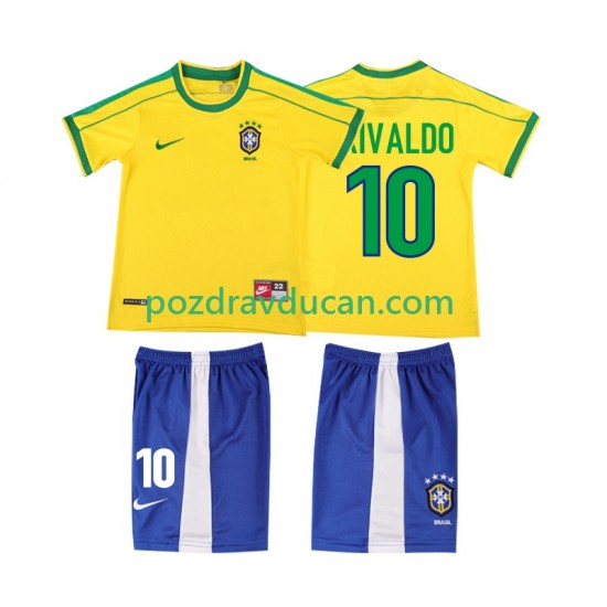 Nogometni Dresovi Brazil RIVALDO 10 Retro Dječji Domaći dres 1998 Kratkih Rukava