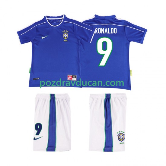 Nogometni Dresovi Brazil Ronaldo 9 Retro Dječji Gostujući dres 1998 Kratkih Rukava