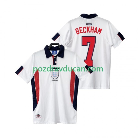 Nogometni Dresovi Engleska BECKHAM 7 Retro Muški Domaći dres 1998 Kratkih Rukava