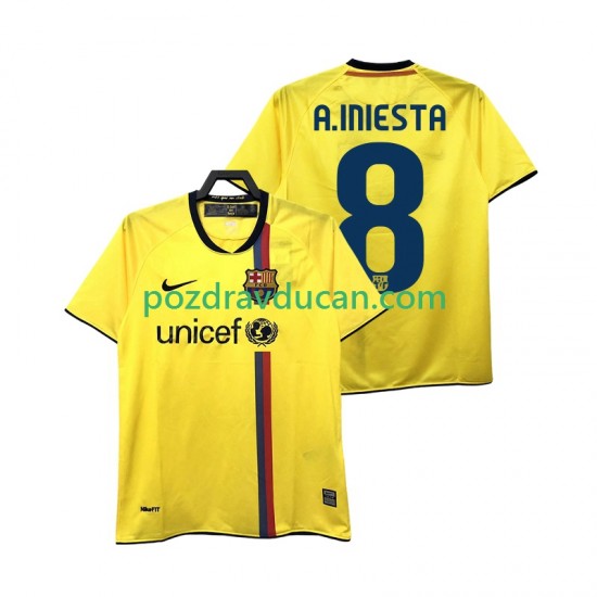 Nogometni Dresovi FC Barcelona A INIESTA 8 2009 Retro Muški Gostujući dres 2008 Kratkih Rukava