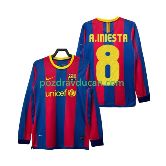 Nogometni Dresovi FC Barcelona A INIESTA 8 Retro Muški Domaći dres 2011 2010 Dugi Rukav