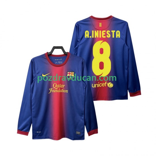 Nogometni Dresovi FC Barcelona A INIESTA 8 2012 2013 Retro Muški Domaći dres Dugi Rukav
