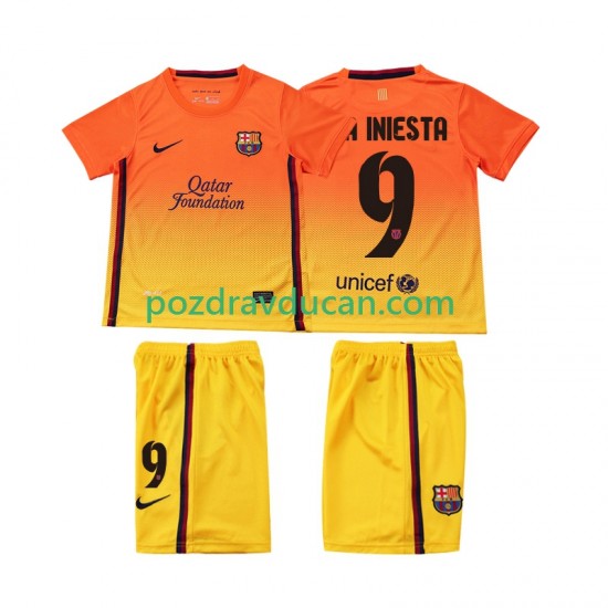 Nogometni Dresovi FC Barcelona A INIESTA 9 2012 2013 Retro Dječji Gostujući dres Kratkih Rukava