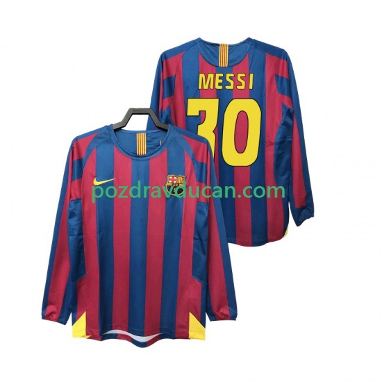Nogometni Dresovi FC Barcelona Lionel Messi 30 2005 Retro Muški Domaći dres 2006 Dugi Rukav
