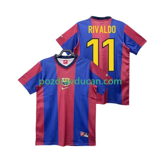 Nogometni Dresovi FC Barcelona RIVALDO 11 Retro Muški Domaći dres 1998 1999 Kratkih Rukava