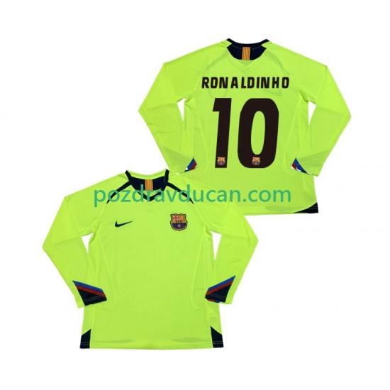Nogometni Dresovi FC Barcelona RONALDINHO 10 2005 Retro Muški Gostujući dres 2006 Dugi Rukav