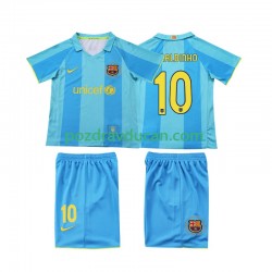 Nogometni Dresovi FC Barcelona RONALDINHO 10 2007 Retro Dječji Gostujući dres 2008 Kratkih Rukava