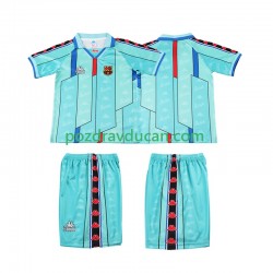 Nogometni Dresovi FC Barcelona 1996 1997 Retro Dječji Gostujući dres Kratkih Rukava